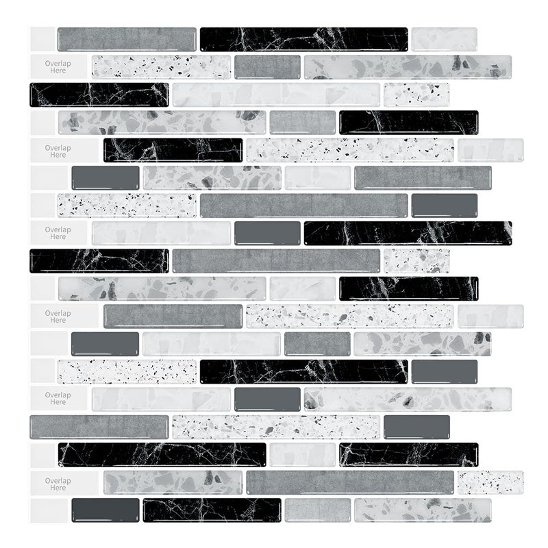LONGKING 10-Sheet Self-Adhesive Peel and Stick Backsplash for Kitchen, Vinyl Decorative Tiles (Gray) - Image 1